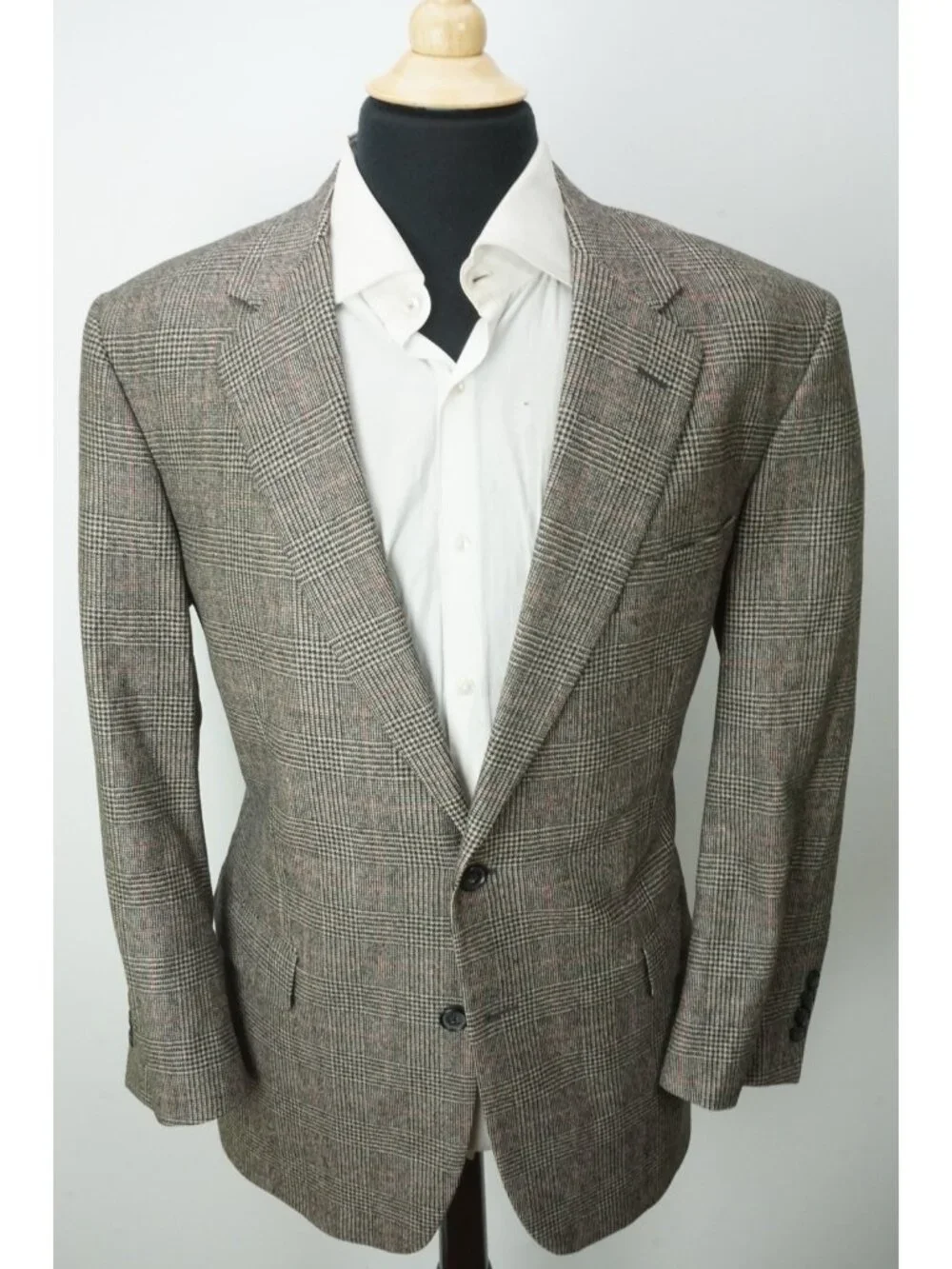 Brooks Brothers Madison Saxxon Wool Brown Red Plaid Flannel Sport Coat Sz 43R